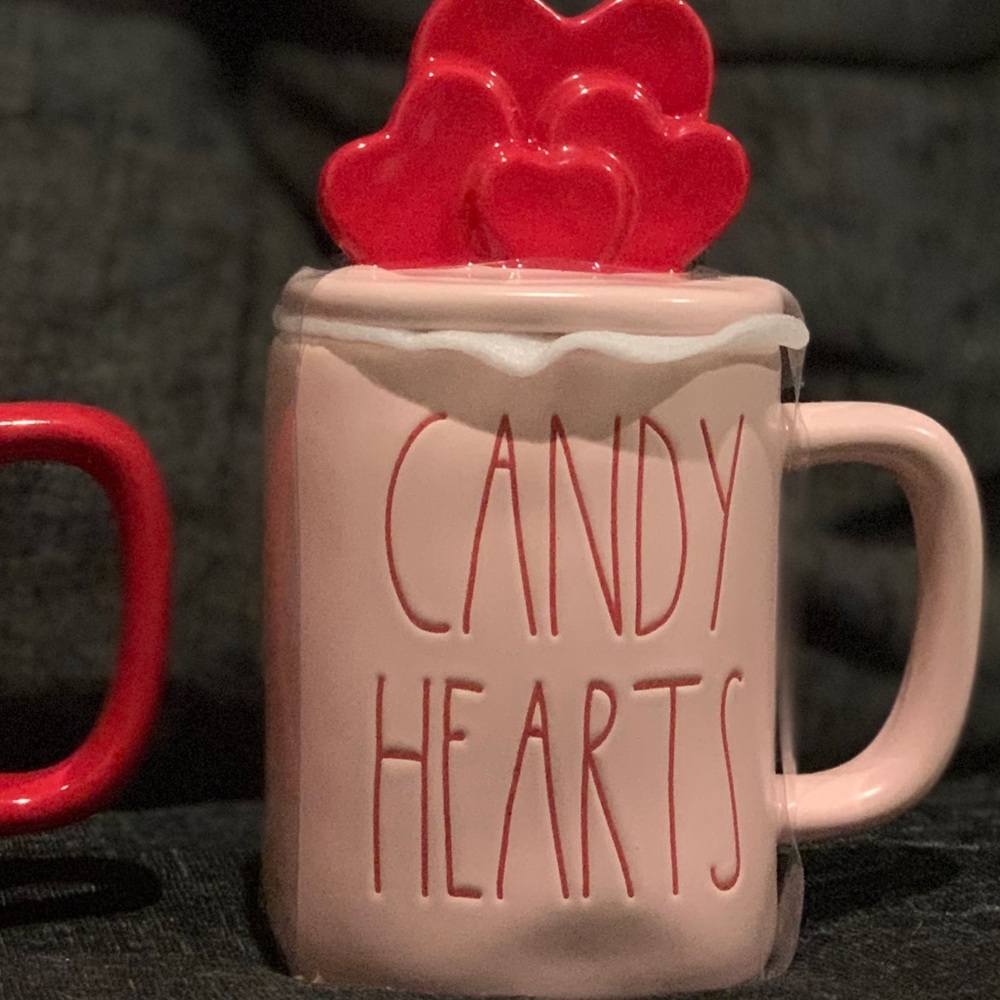 Rae Dunn Pink Candy Hearts topper mug